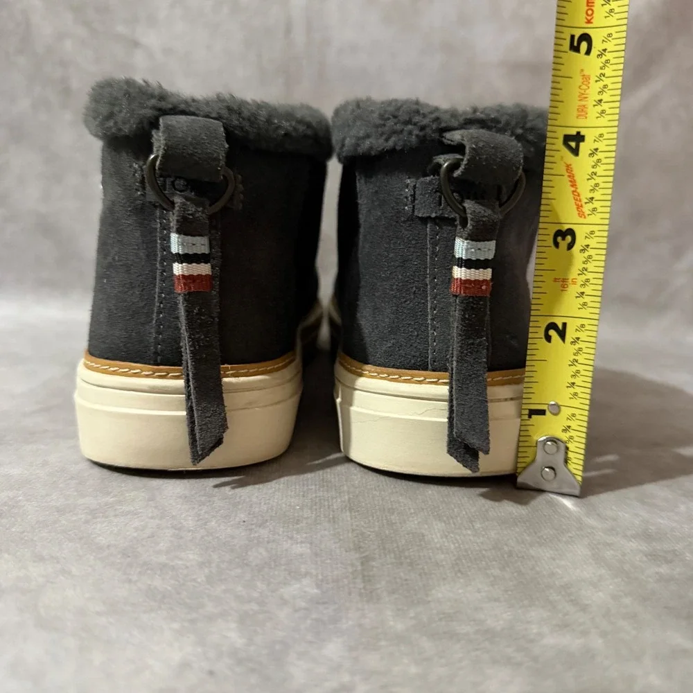 TOMS Jutti Mid Bootie Womens Size 9 Charcoal Grey Faux Fur Lined Slip On